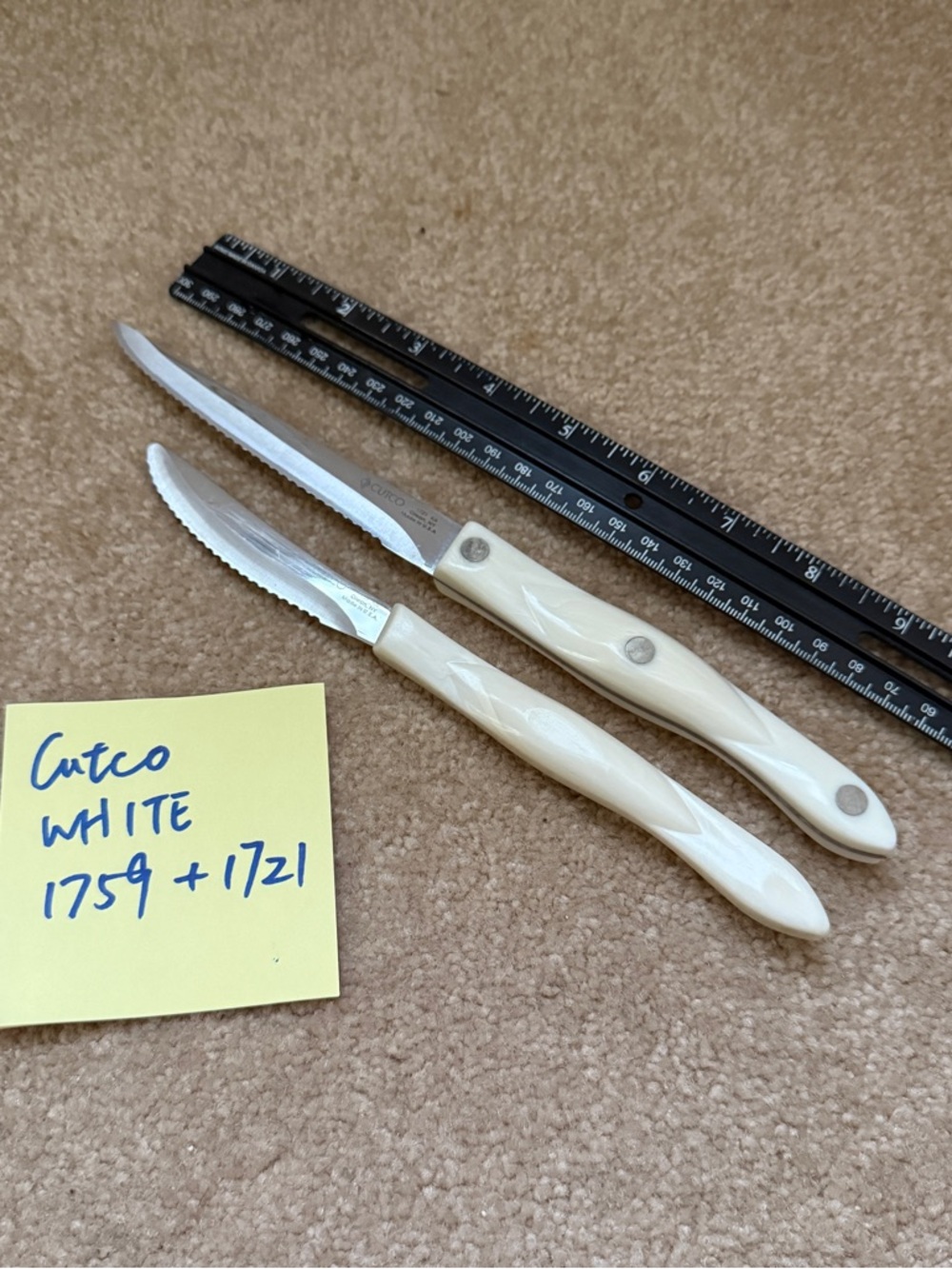 Cutco White Serrated Knife trimmer 2pc set Ivory Handles